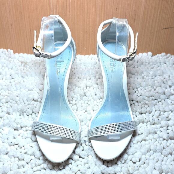 Schutz Cadey Lee Strappy  Elegant White Ankle Strap Heels Diamond Elegant 8.5 - Picture 3 of 16